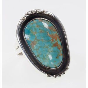 Navajo Royston Turquoise Ring Set In Sterling Silver Size 10.50